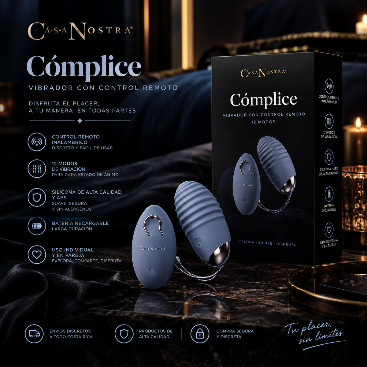 Vibrador CÓMPLICE con Control Remoto — 12 Modos